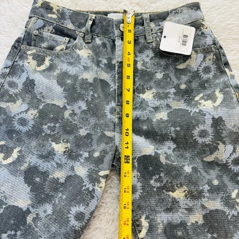 Ganni Denim Betzy Print Brunnera Blue/Multicolor Floral Patterned Flare Jeans 28